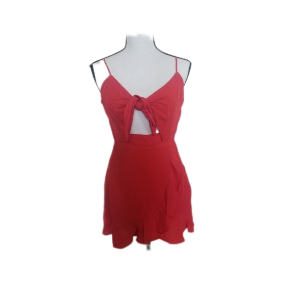 Red Tie-Front Mini Dress - Picture 7 of 7